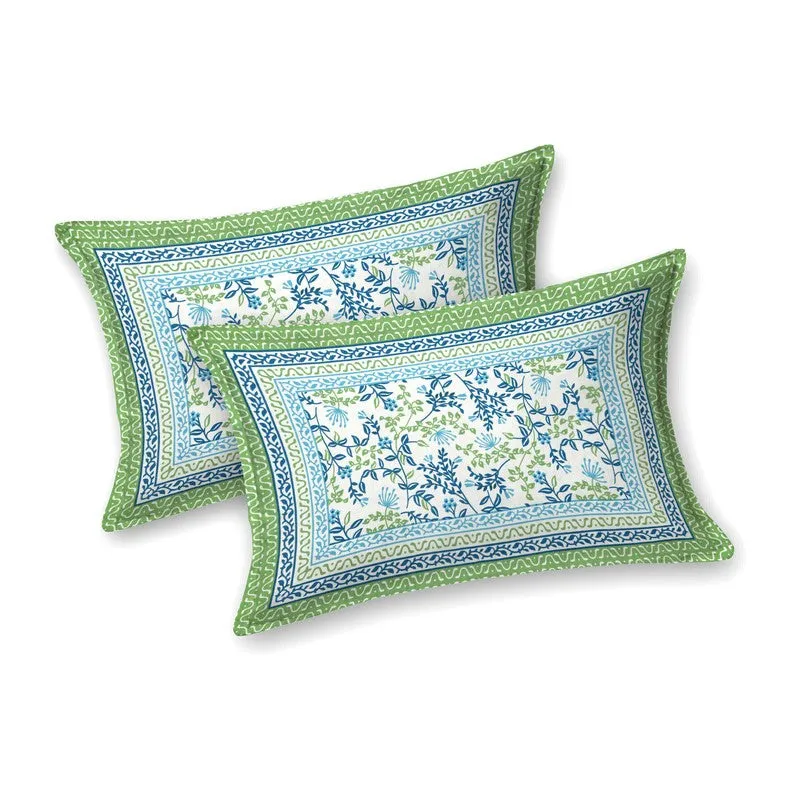 Aurava Cotton Bedsheet (Blue,Green) - 240 TC media 4