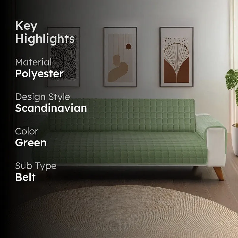 Urban Space Sage Green Textured Sofa Cover media 2