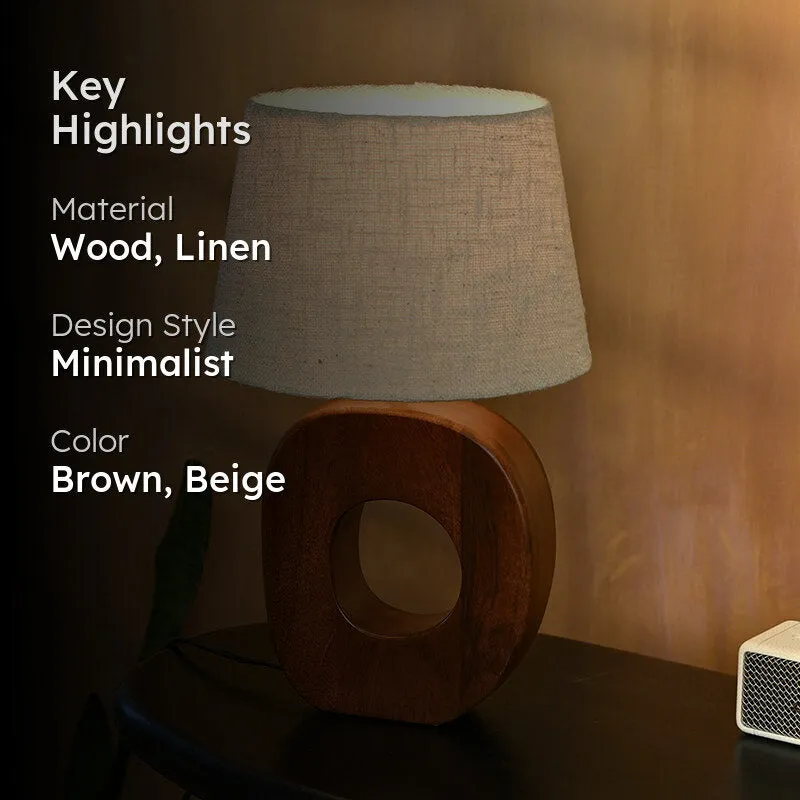 Serenna Wooden Table Lamp - Brown,Beige media 2