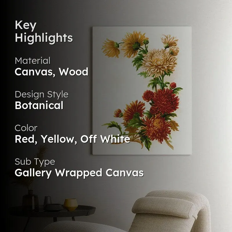 Callistephus Flowers Canvas Wall Painting - Gallery Wrap media 2