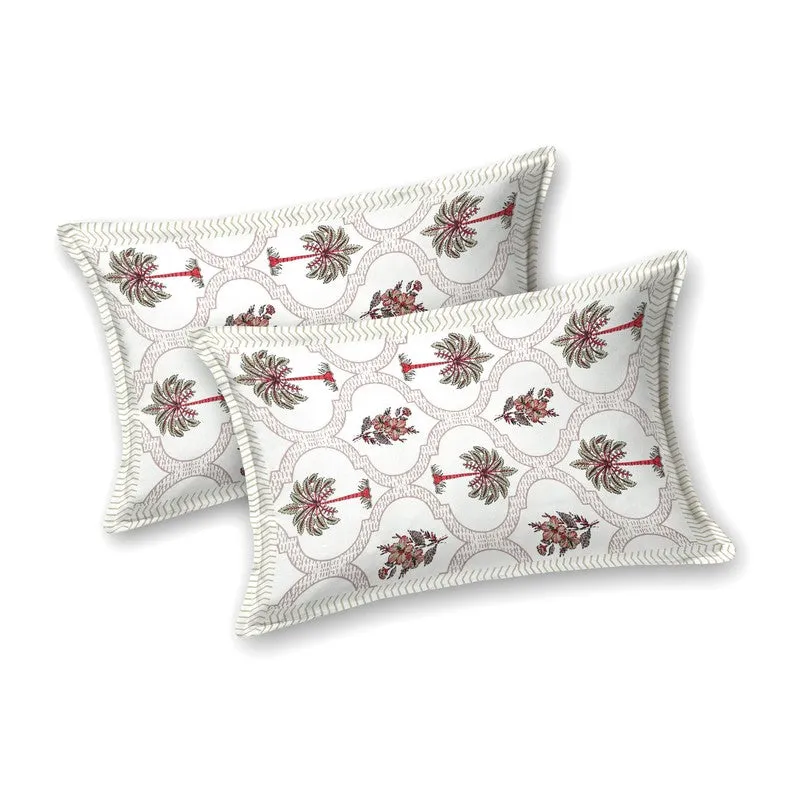 Desion Cotton Bedsheet (White,Olive Green,Red) - 240 TC media 4