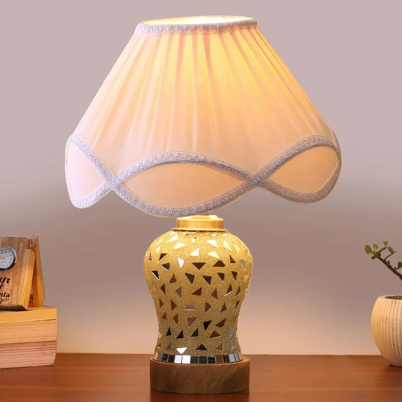 Liora Arc Pleated Wooden Table Lamp - Multicolor media 3