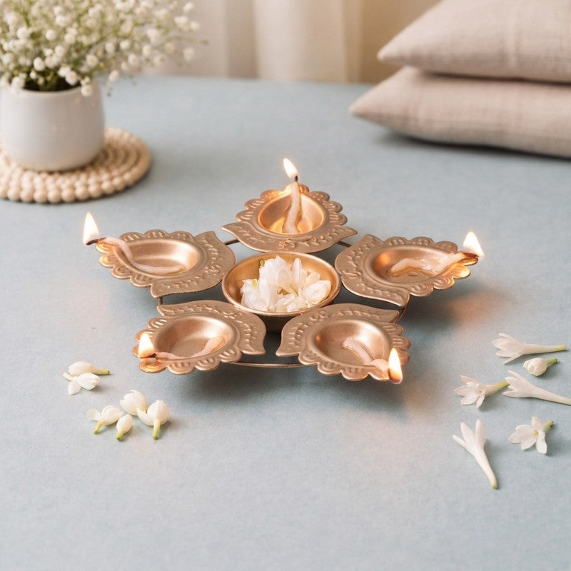 SaanjhGlow Metal Diyas