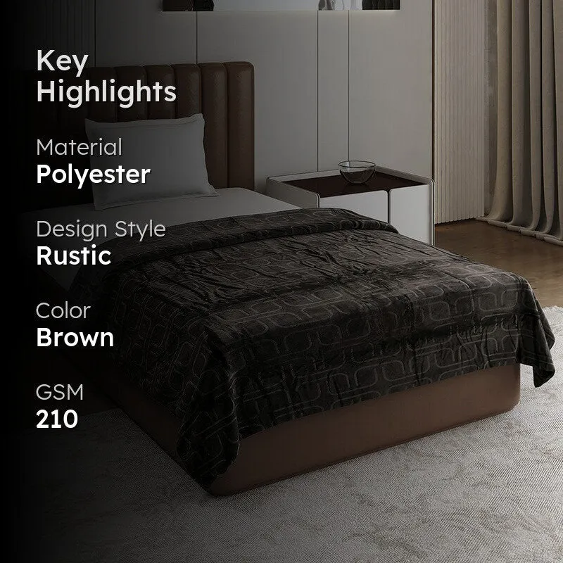 Monte Carlo Warmora Geometric Print Polyester Blanket (Brown) - 210 GSM media 2