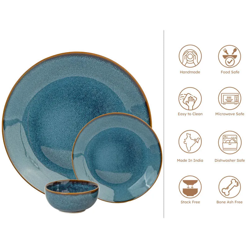 Tarangini Handmade Dinner Set (Blue) - 18 Piece Set media 5