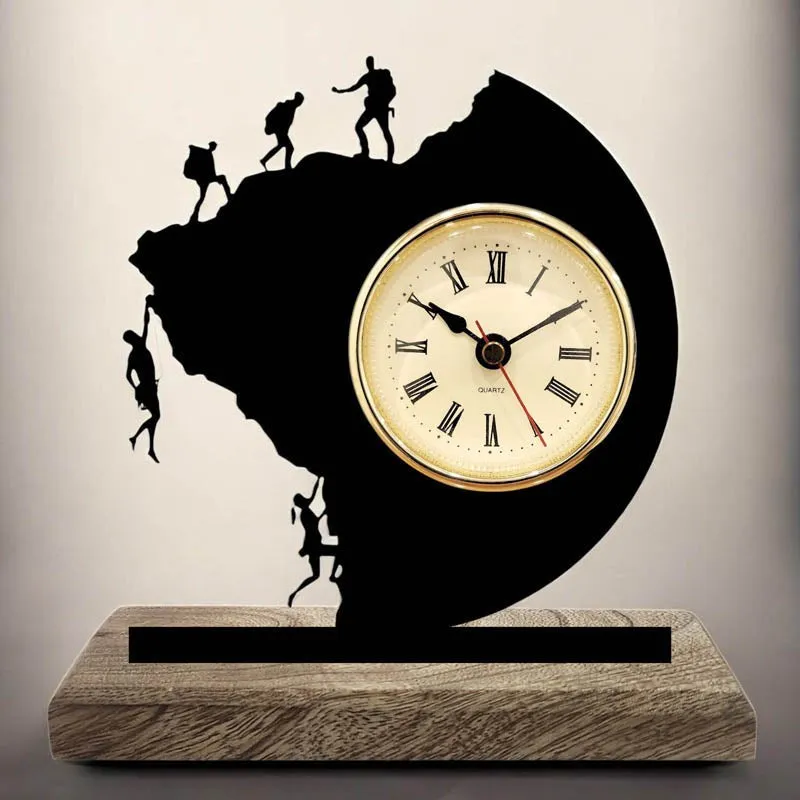 Hang On Iron & Mango Wood Table Clock media 1