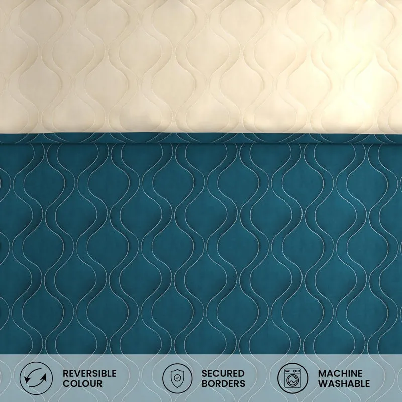 Urban Space Triad Reversible Comforter (Teal, Beige) - 80 GSM media 6