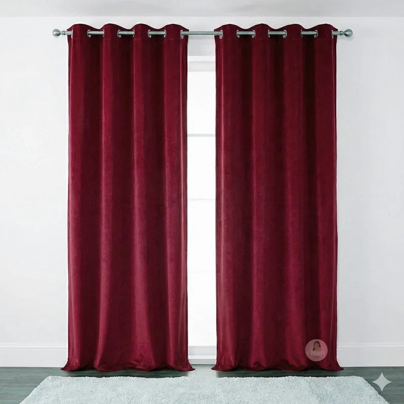 Pure Edge Blackout Curtains (Maroon) - Set of Two media 1