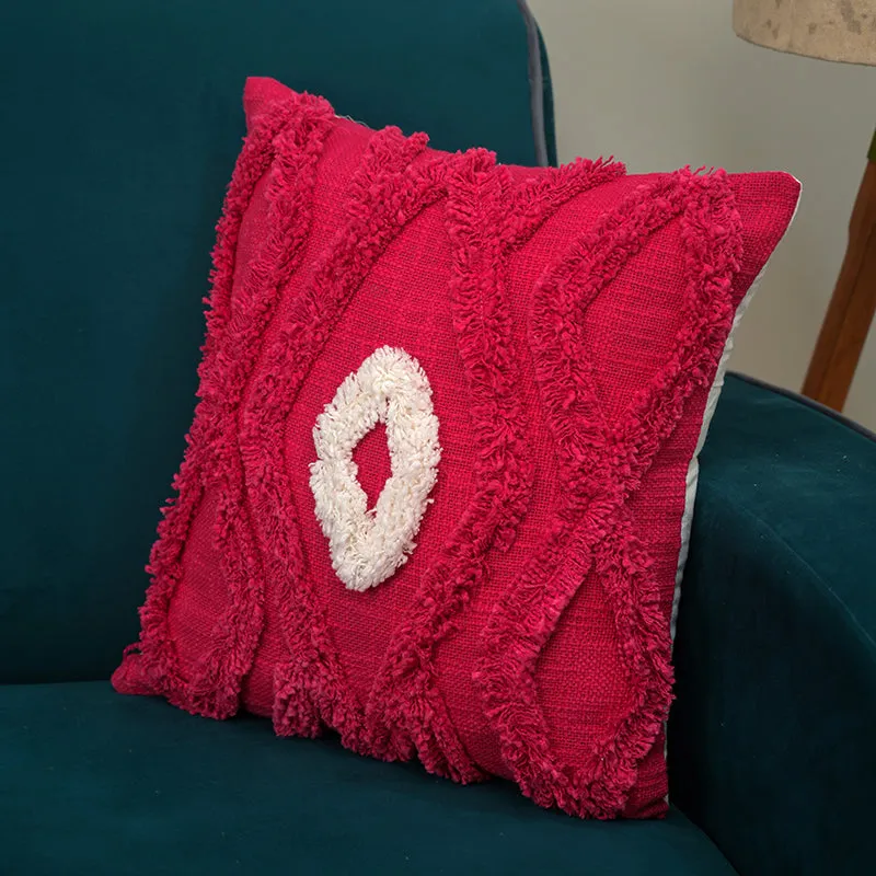 Brush Stitch Tufted Cushion Cover - Red media 1