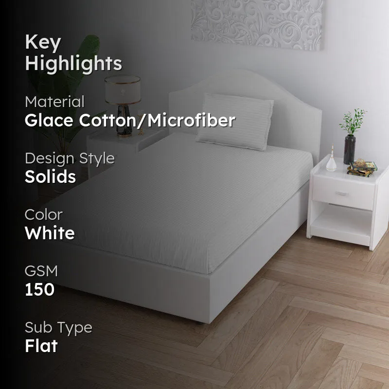 Sofia Solid Microfiber Bedsheet (White) - 150 GSM media 2