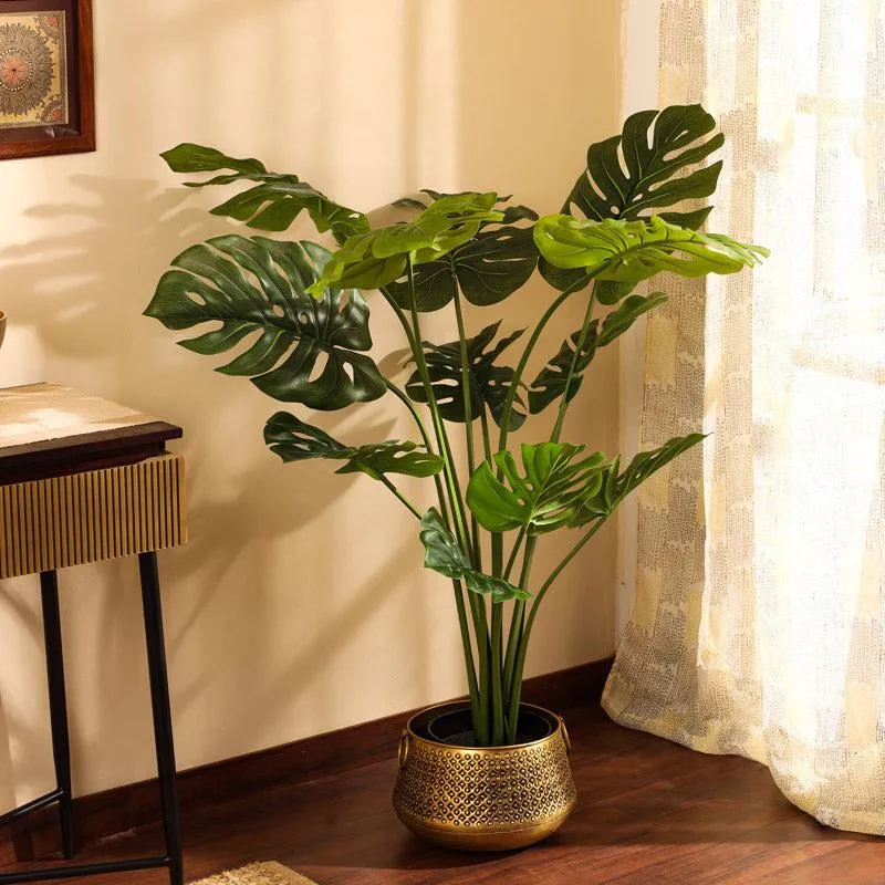 Artificial Realistic Monstera Plant With Black Plastic Pot - 3.9 Feet media 1