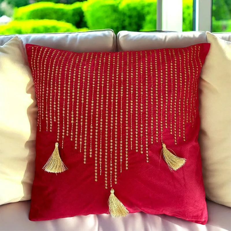 Needlecraft Embroidered Cotton Cushion Cover - Red media 5