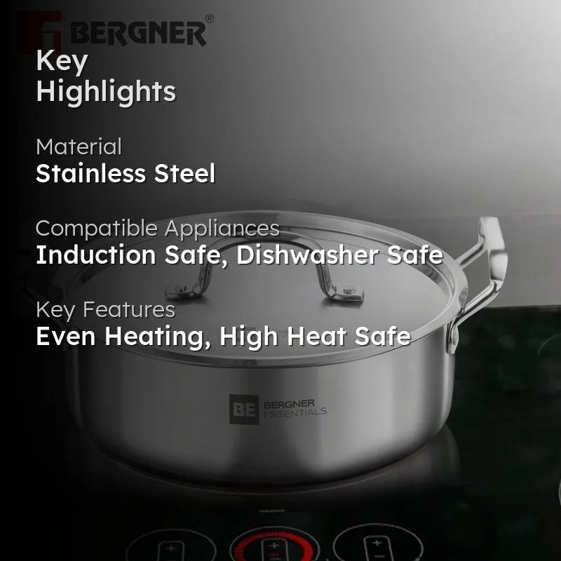 Bergner Stainless Steel Biryani Pot With Lid - 5800 ML media 2