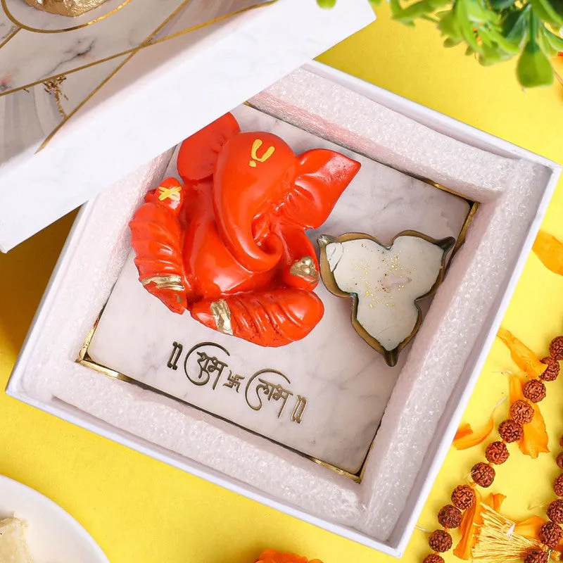 Gajanan Idol with Candle & Choki - Four Piece Set media 5