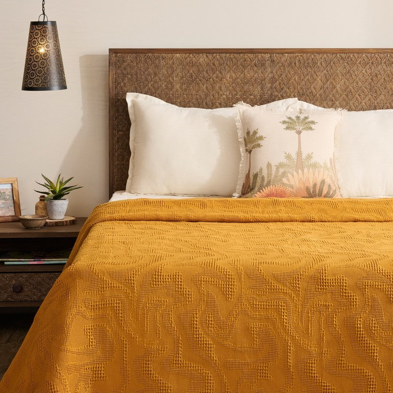 Solid Calm Cotton Bedcover (Yellow) (350 Gsm) - Two Piece Set