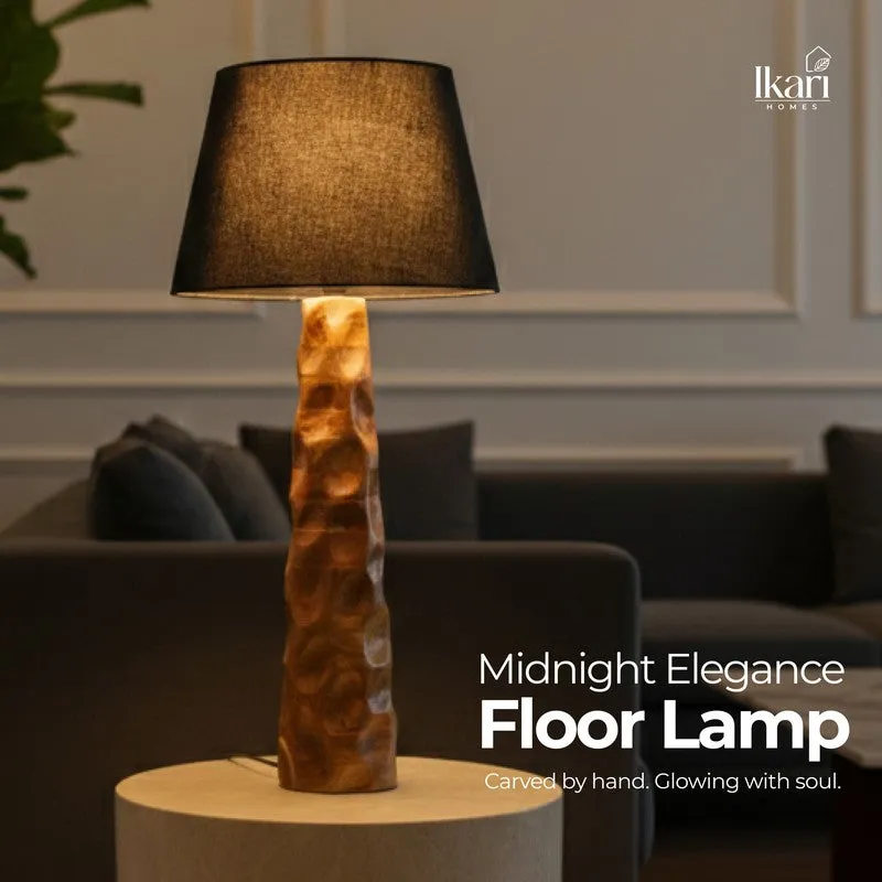 Sculpted Black Mango Wood Floor Lamp media 4