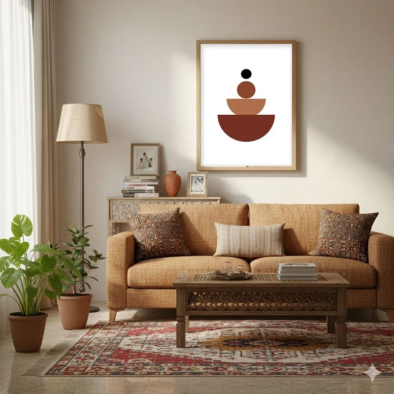 Vertical Calm Canvas Wall Painting With Brown Frame media 4