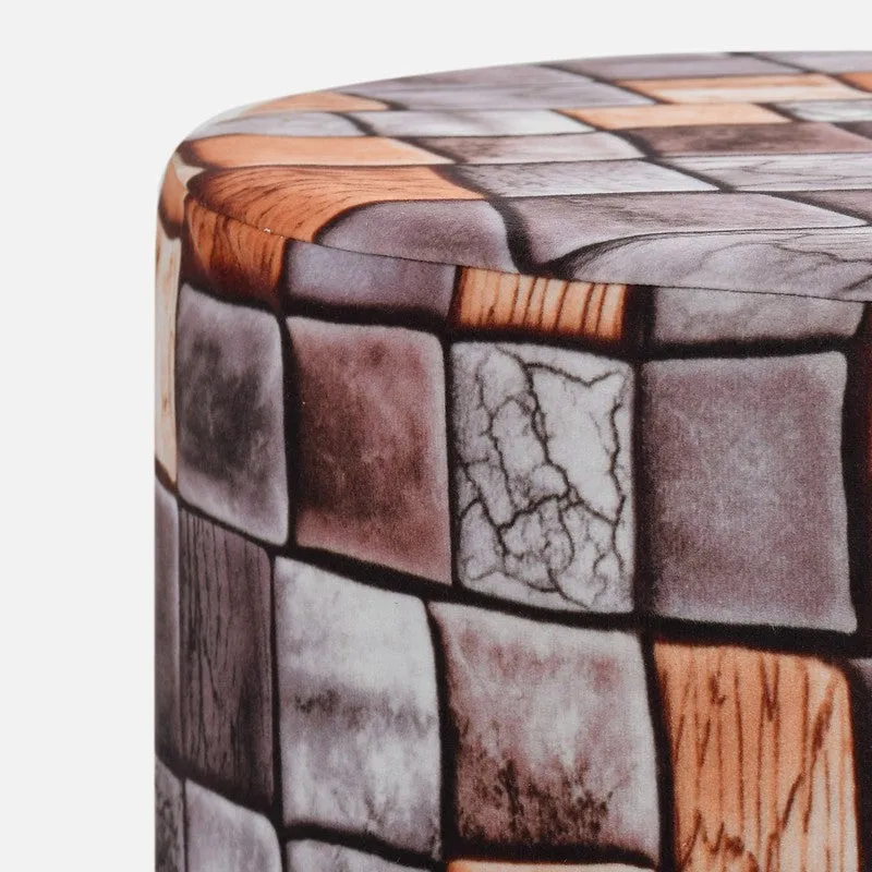 Blockart Geometric Velvet Ottoman - Multicolor media 4