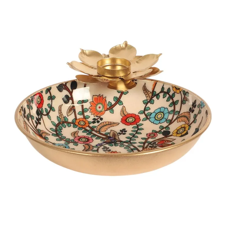 Floral Decorative Iron Urli - 4