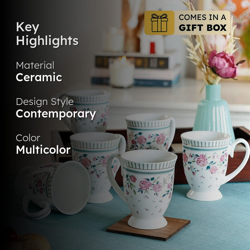 Magique: Portrait Of A Rose Ceramic Mug (250 mL Each) - Set Of Six image 2