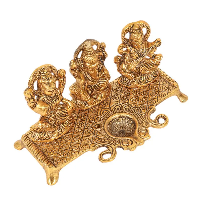 Shri Lakshmi Ganesh Saraswati Diya - Gold media 5