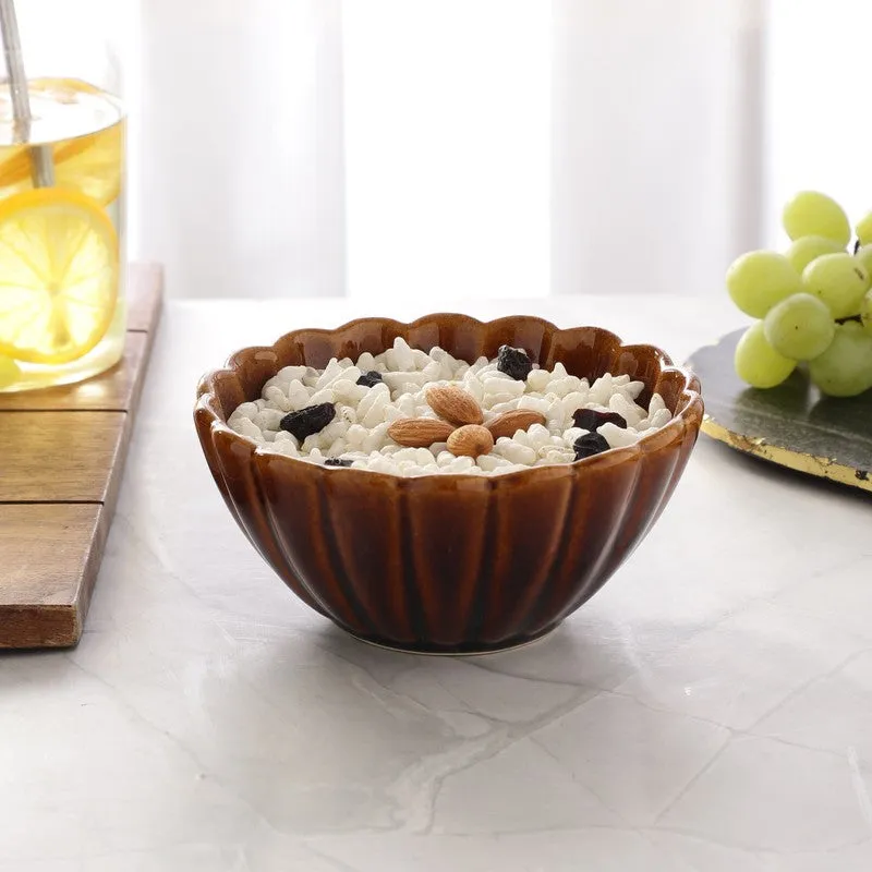 Vintage Brown Fluted Serving Bowl - 460 mL media 1