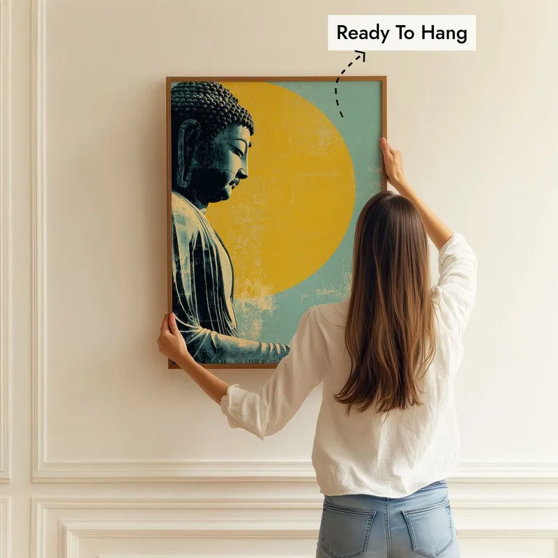 Buddha In Golden Aura II Archival Paper Wall Painting With Brown Frame media 5