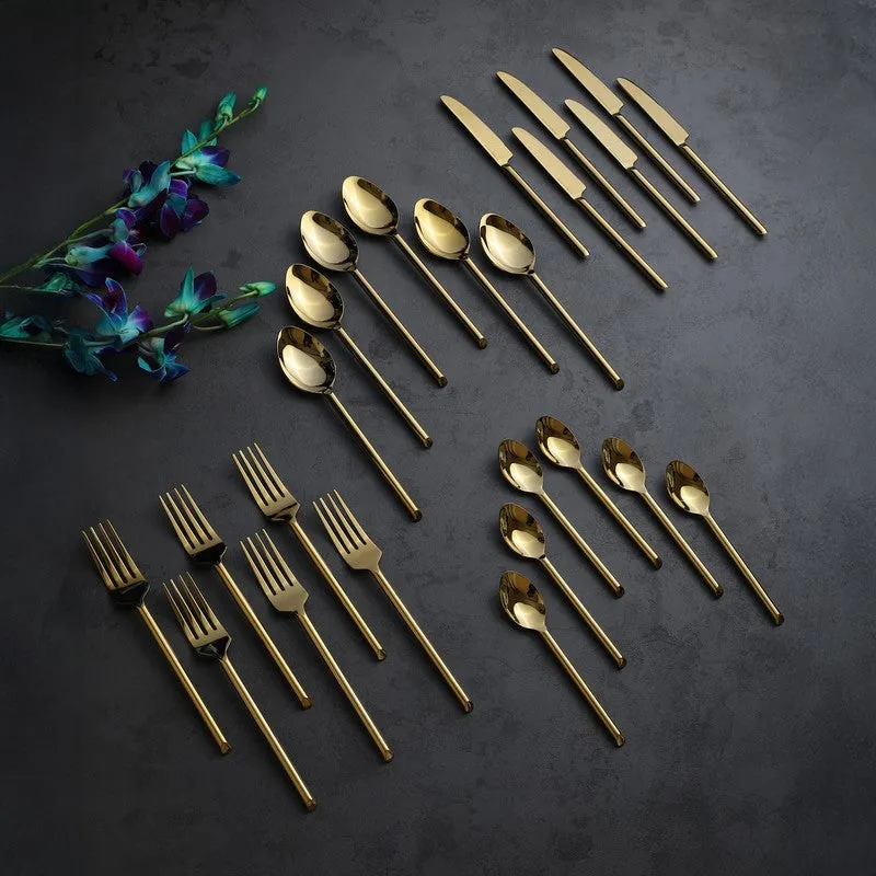 Kresta Stainless Steel Cutlery Set (Gold) - Twenty Four Piece Set media 1