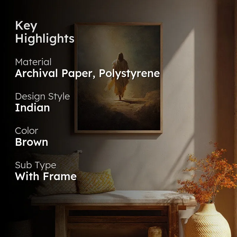 Heavenly Path Archival Paper Wall Painting With Brown Frame media 2