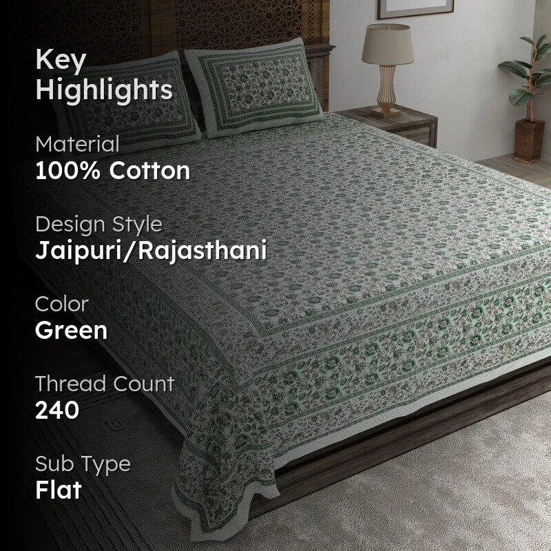 Crafton Cotton Bedsheet (Green) - 240 TC media 2