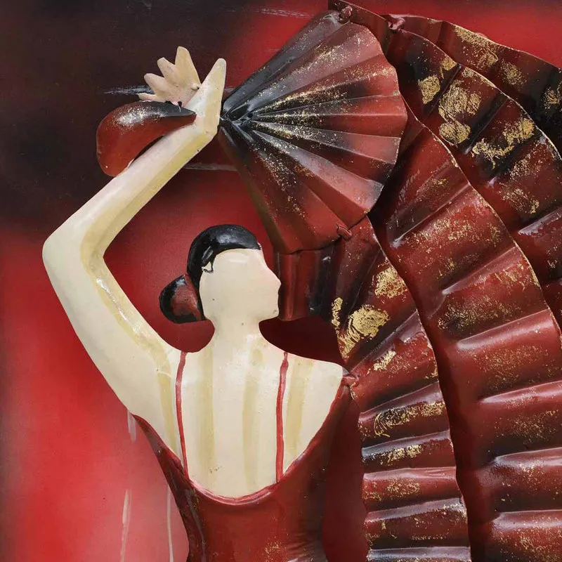 Dancer In Red Iron Wall Accent With Wooden Frame media 5