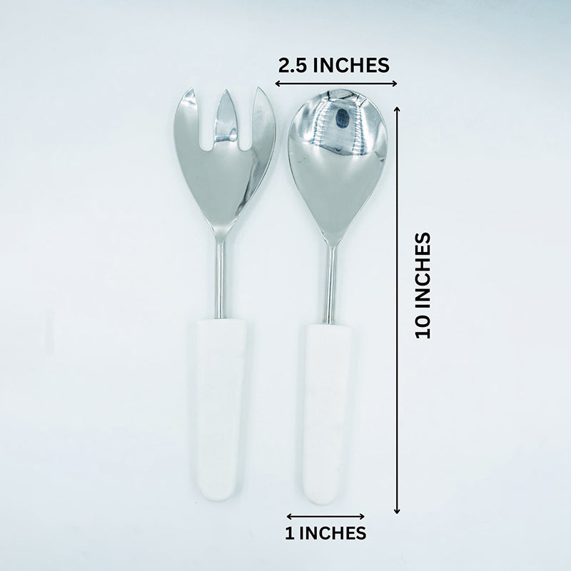 Tahara Salad Serving  Set (Silver) - Two Piece Set media 5
