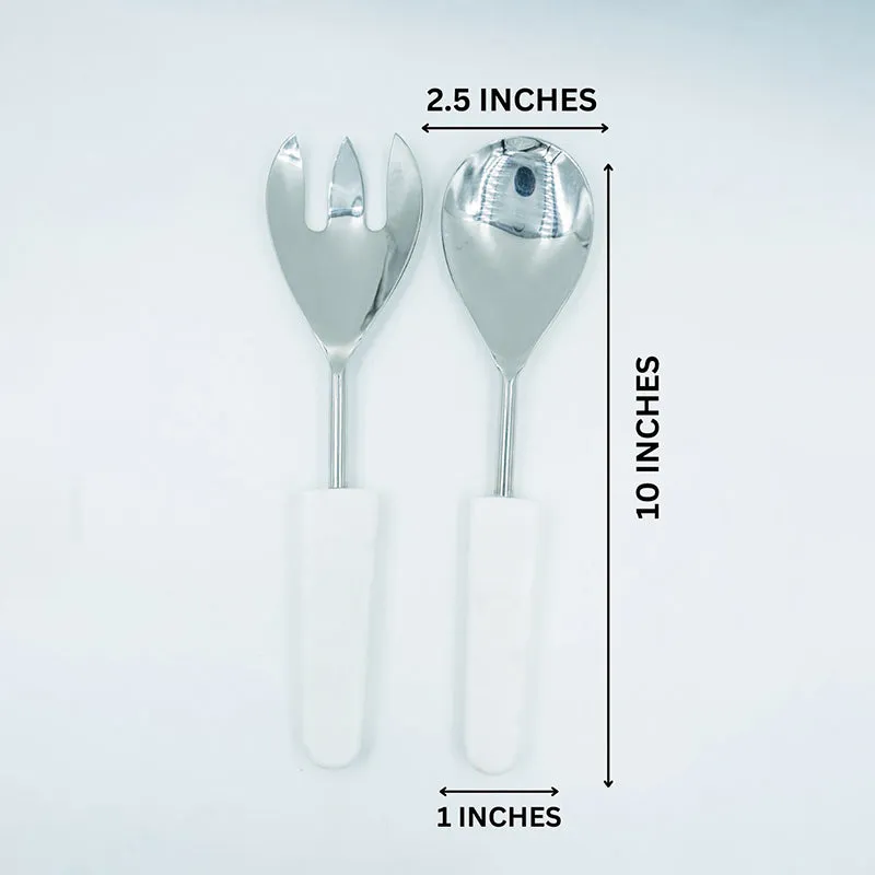 Tahara Salad Serving  Set (Silver) - Two Piece Set media 5