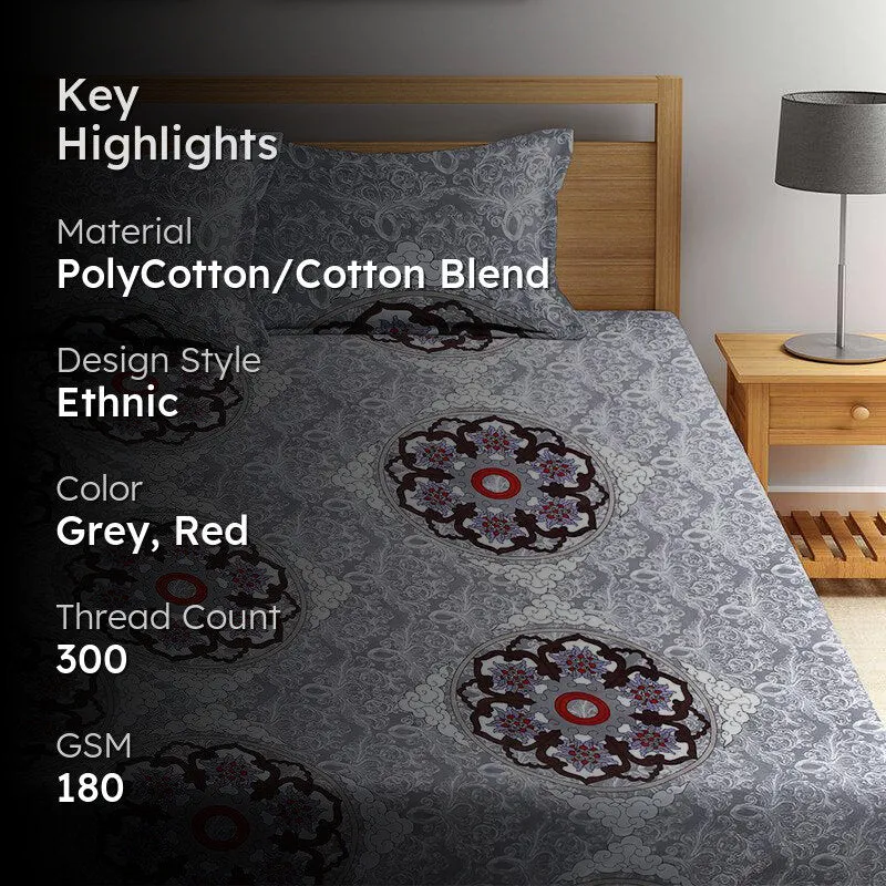 Spike Ethnic Bedsheet - 180 GSM media 2