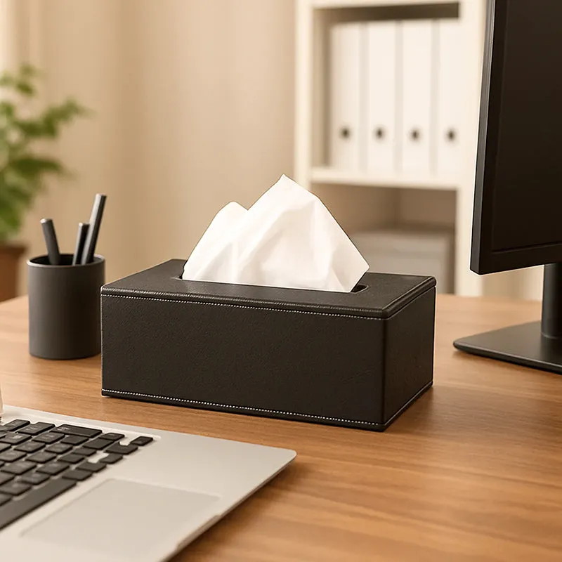 Aveline II Faux Leather Tray With Tissue Holder - Two Piece Set media 4