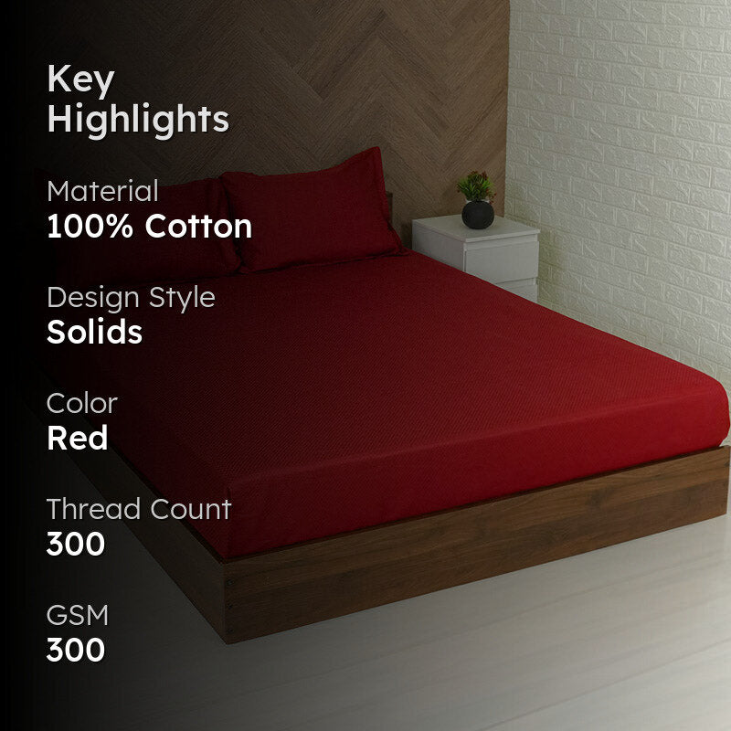 Demi Seina Cotton Bedsheet (Red) - 300 TC media 2