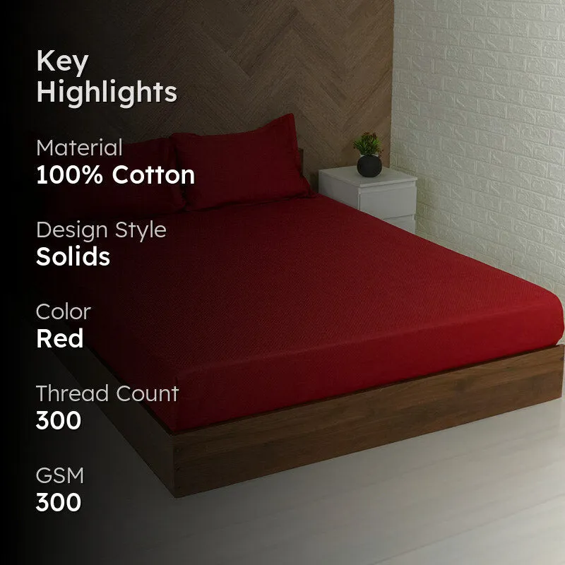 Demi Seina Cotton Bedsheet (Red) - 300 TC media 2