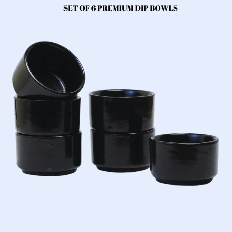 Culixa Ceramic Dip Bowls (Black ,50 mL Each) - Set Of Six media 6