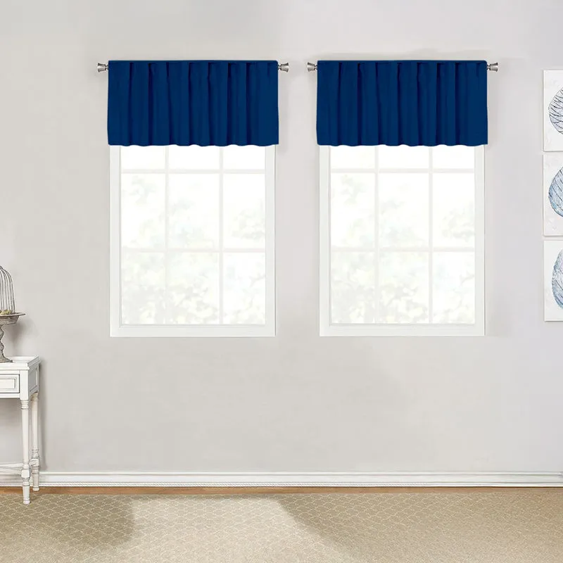 Serein Pleated Curtain Valance (Royal Blue) - Set Of Two media 1