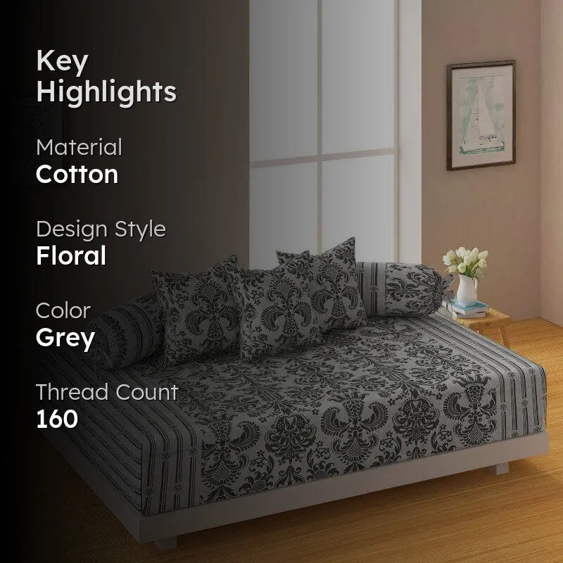 Swayam Grey Bloom Cotton Diwan Set media 2