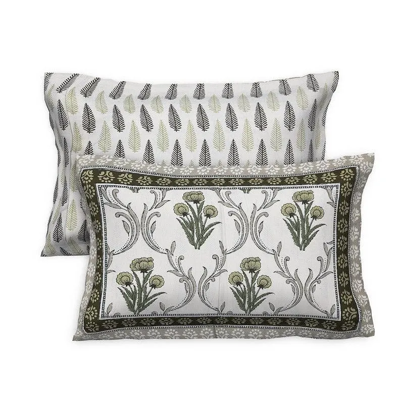 Giselle Floral Cotton Bedsheet (Green) - 160 TC media 5