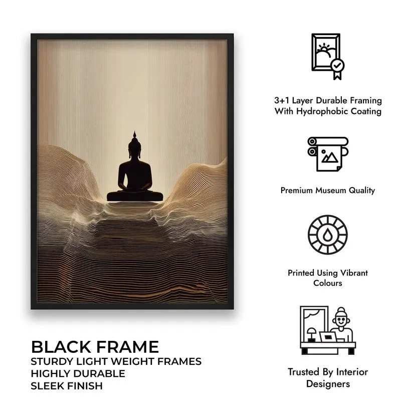 Sacred Stillness Buddha Archival Paper Wall Painting With Black Frame media 9