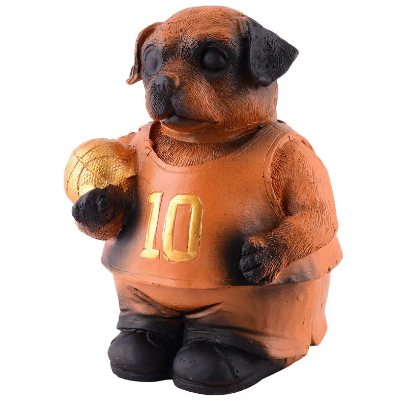 Dribble Dog Painted Polyresin Showpiece - Brown media 4