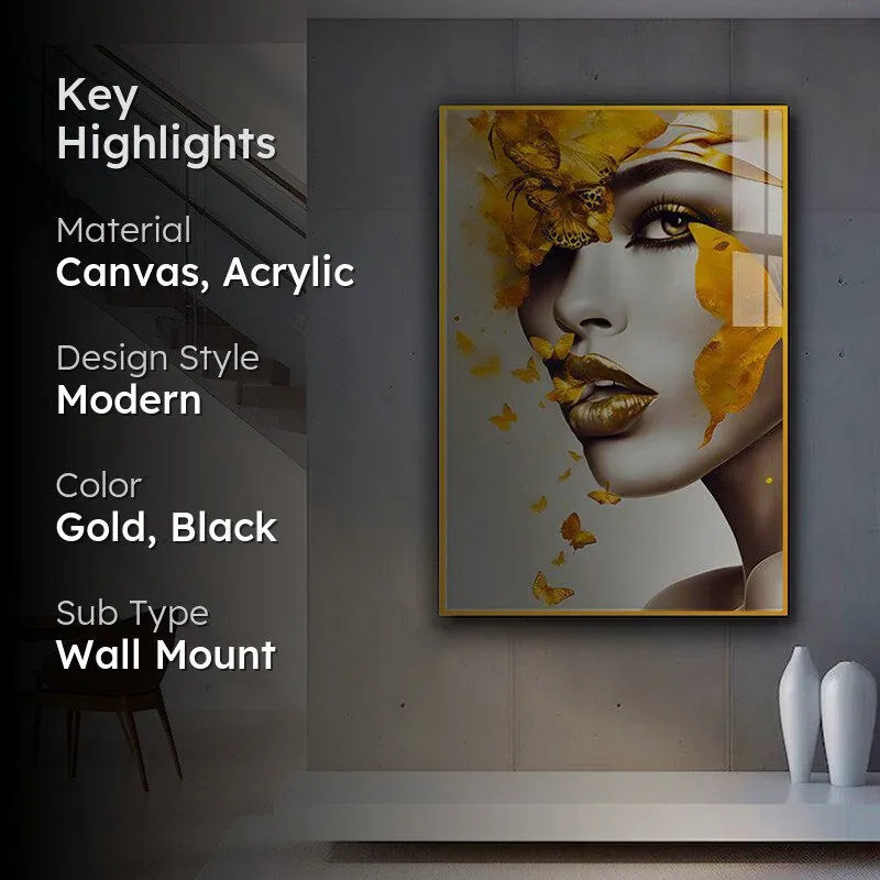La Belle Dorée Modern Canvas Wall Art With Frame - Gold media 2