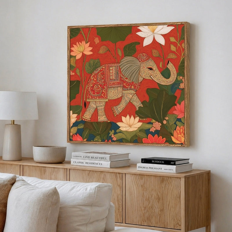 Cultural Gajraj Canvas Wall Art With Frame media 4