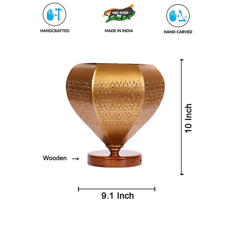 Gitana Glory Metal Table Lamp With Brown Base - Gold media 4