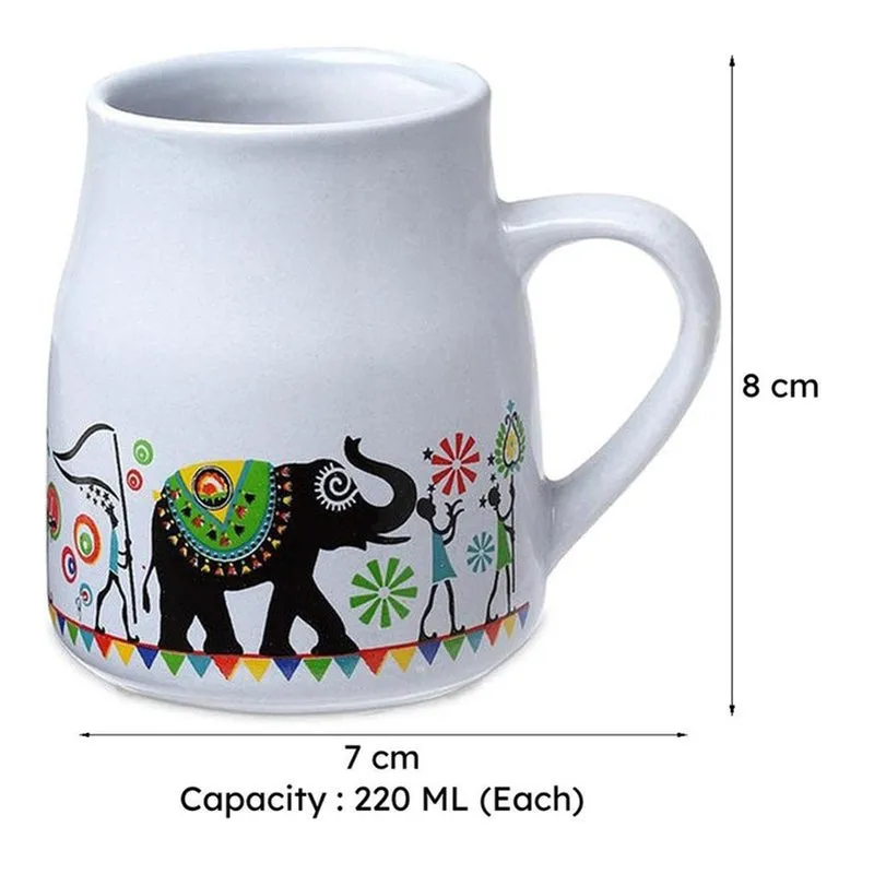 Elephenta Ceramic Tea Cup (220 mL Each) -  Set of Six media 7