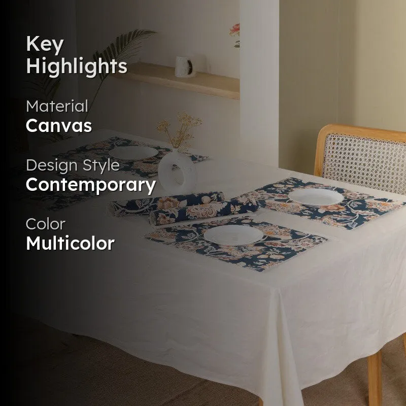 Navy Blossom Haven Canvas Table Mats - Set Of Six media 2