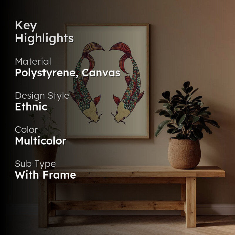 Decorative Bird Illustration Canvas Wall Painting  With Brown Frame media 2