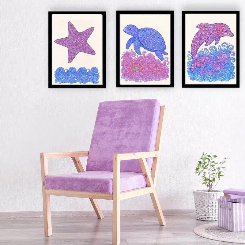 Aqua Bliss Paper Wall Painting With Frame - Black media 3